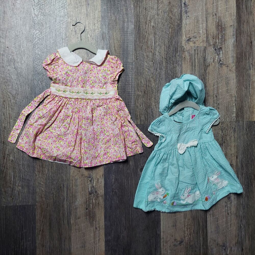 Bonnie Jean Goodlad Girls 2T 24M Easter Dress Bundle Floral Gingham Bunny